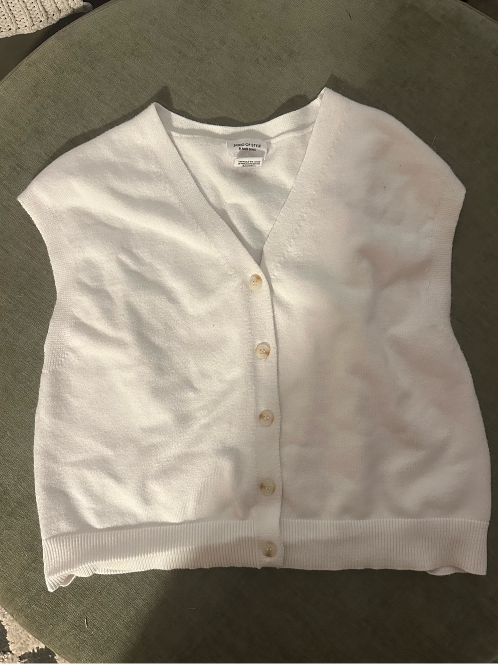 Song of Style Cream Button-Up Knit Vest